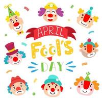 Fool's Day illustration concept with different clowns vector