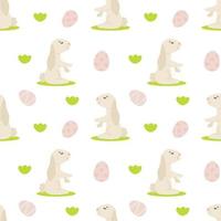 Seamless pattern with easter bunny and eggs vector