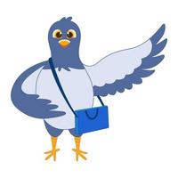 Pigeon bird. Flat cartoon character design vector