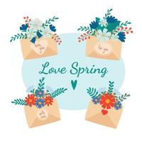 Flowers in an envelope. Floral mail. Happy Valentine's Day vector