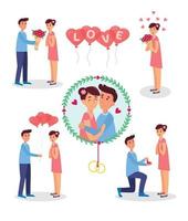 A set of lovers in different situations. vector