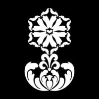 Decorative flower with arabesques in oriental style. Vintage pattern with floral elements. Damask baroque ornament. Black, white. Vector pattern with arabesques