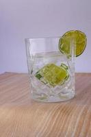 glass of water with lime photo