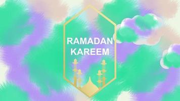 ramadan kareem mosque moon animation, ramadan mubarak water color video