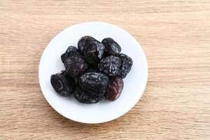 Kurma Ajwa, Ajwa Dates, served in small plate. Kurma Ajwa is one of the special fruit of Arabic. photo