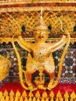 Phra Kaew Temple and the Grand Palace Bangkok Illustrations creates an impressionist style of painting. photo