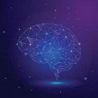 Human Brain Low Poly Line Background vector