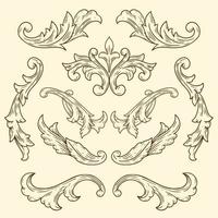 elementos florales decorativos victorianos vector