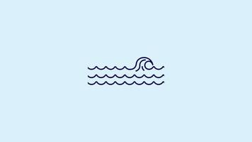 simple minimalist line art wave animation,vector illustration icon symbol sign element motion graphic, template background video
