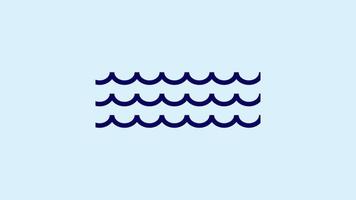 linha simples onda água animação ilustração vetorial ícone símbolo elemento sinal gráfico de movimento, fundo do modelo de vídeo video