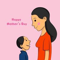 Mothers and son Cartoon illustration vector