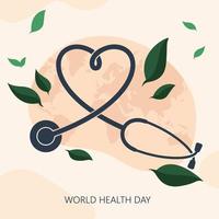 día mundial de la salud plana con estetoscopio vector