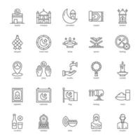 paquete de iconos islámicos para el diseño de su sitio web, logotipo, aplicación, ui. diseño de contorno de icono islámico. ilustración de gráficos vectoriales y trazo editable. vector