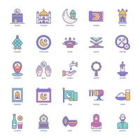 paquete de iconos islámicos para el diseño de su sitio web, logotipo, aplicación, ui. diseño de color lleno de iconos islámicos. ilustración de gráficos vectoriales y trazo editable. vector