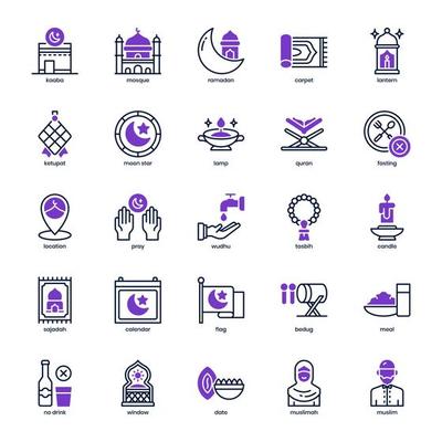 Islam icon pack for your website design, logo, app, UI. Islam icon mixed line solid design. Vector graphics illustration and editable stroke.