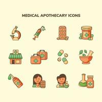 iconos médicos de boticario moderno vector