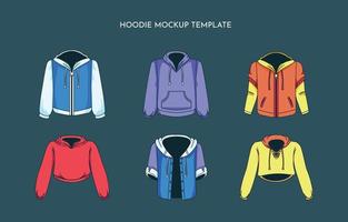 Flat Outline Hoodie Mock Up with Alternative Hood Type and Sleeve Length vector