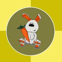 Cheerful rabbit with a carrot on a bright background vector