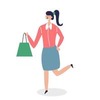 la chica está de compras. comprar en tiendas minoristas vector