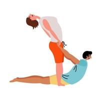 un hombre y una niña hacen yoga vector