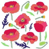 Bright background of poppies. Flower pattern vector