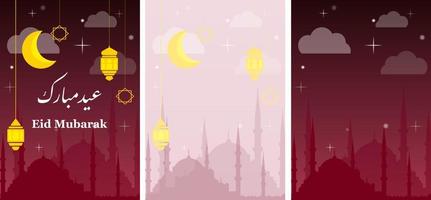 Eid Mubarak Colorful Greeting Card vector