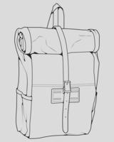 Sketch of a rucksack. Backpack isolated on white background. Vector illustration of a sketch style.