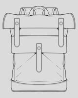 Sketch of a rucksack. Backpack isolated on white background. Vector illustration of a sketch style.