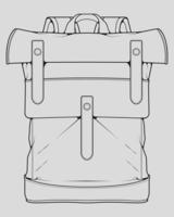 Sketch of a rucksack. Backpack isolated on white background. Vector illustration of a sketch style.