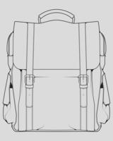 Sketch of a rucksack. Backpack isolated on white background. Vector illustration of a sketch style.