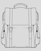 Sketch of a rucksack. Backpack isolated on white background. Vector illustration of a sketch style.