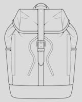 Sketch of a rucksack. Backpack isolated on white background. Vector illustration of a sketch style.