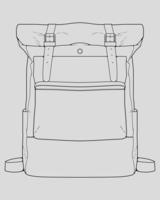 Sketch of a rucksack. Backpack isolated on white background. Vector illustration of a sketch style.