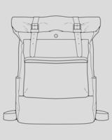 Sketch of a rucksack. Backpack isolated on white background. Vector illustration of a sketch style.