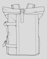 Sketch of a rucksack. Backpack isolated on white background. Vector illustration of a sketch style.