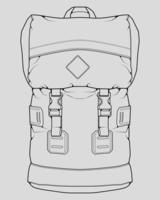 Sketch of a rucksack. Backpack isolated on white background. Vector illustration of a sketch style.