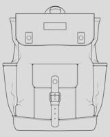 Sketch of a rucksack. Backpack isolated on white background. Vector illustration of a sketch style.