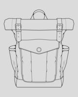 boceto de una mochila. mochila aislado sobre fondo blanco. ilustración vectorial de un estilo de boceto. vector