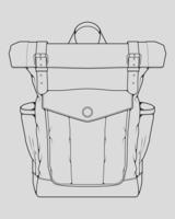 Sketch of a rucksack. Backpack isolated on white background. Vector illustration of a sketch style.