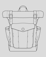 Sketch of a rucksack. Backpack isolated on white background. Vector illustration of a sketch style.