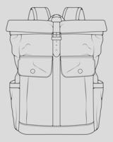 Sketch of a rucksack. Backpack isolated on white background. Vector illustration of a sketch style.