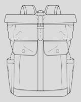 Sketch of a rucksack. Backpack isolated on white background. Vector illustration of a sketch style.