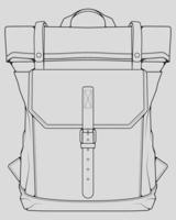 Sketch of a rucksack. Backpack isolated on white background. Vector illustration of a sketch style.