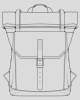 Sketch of a rucksack. Backpack isolated on white background. Vector illustration of a sketch style.