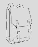 Sketch of a rucksack. Backpack isolated on white background. Vector illustration of a sketch style.