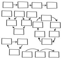 Square schemes with arrows drawn by hand vector