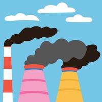 Ecological disasters. Air pollution emissions from manufacturing plants. Exhaust emissions vector