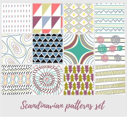 Set of scandinavian abstract pattern. Northern concepts Hygge, Lagom