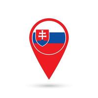 Map pointer with contry Slovakia. Slovakia flag. Vector illustration.