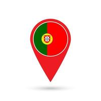 Map pointer with contry Portugal. Portugal flag. Vector illustration.